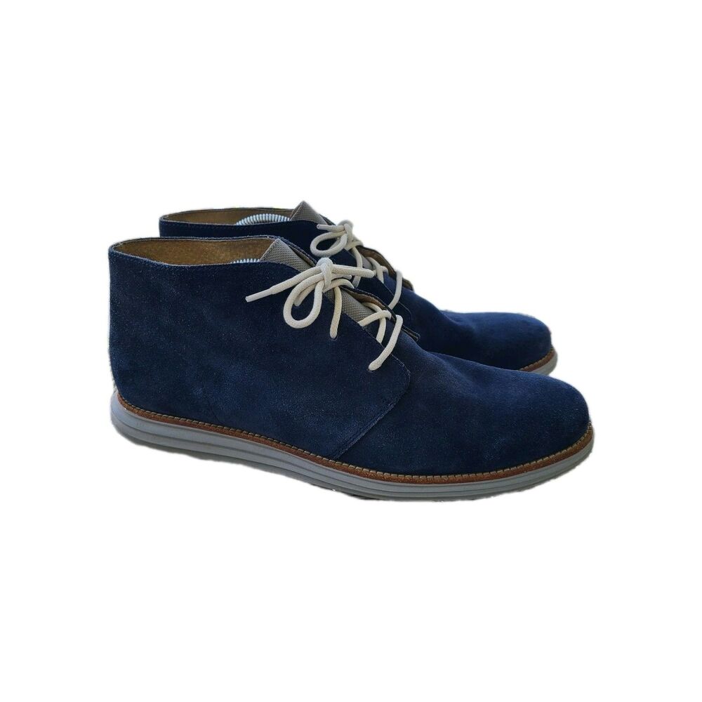 Cole Haan LunarGrand Mens 13M Navy Blue Suede Chukka Boots Lunarton Sole Tech